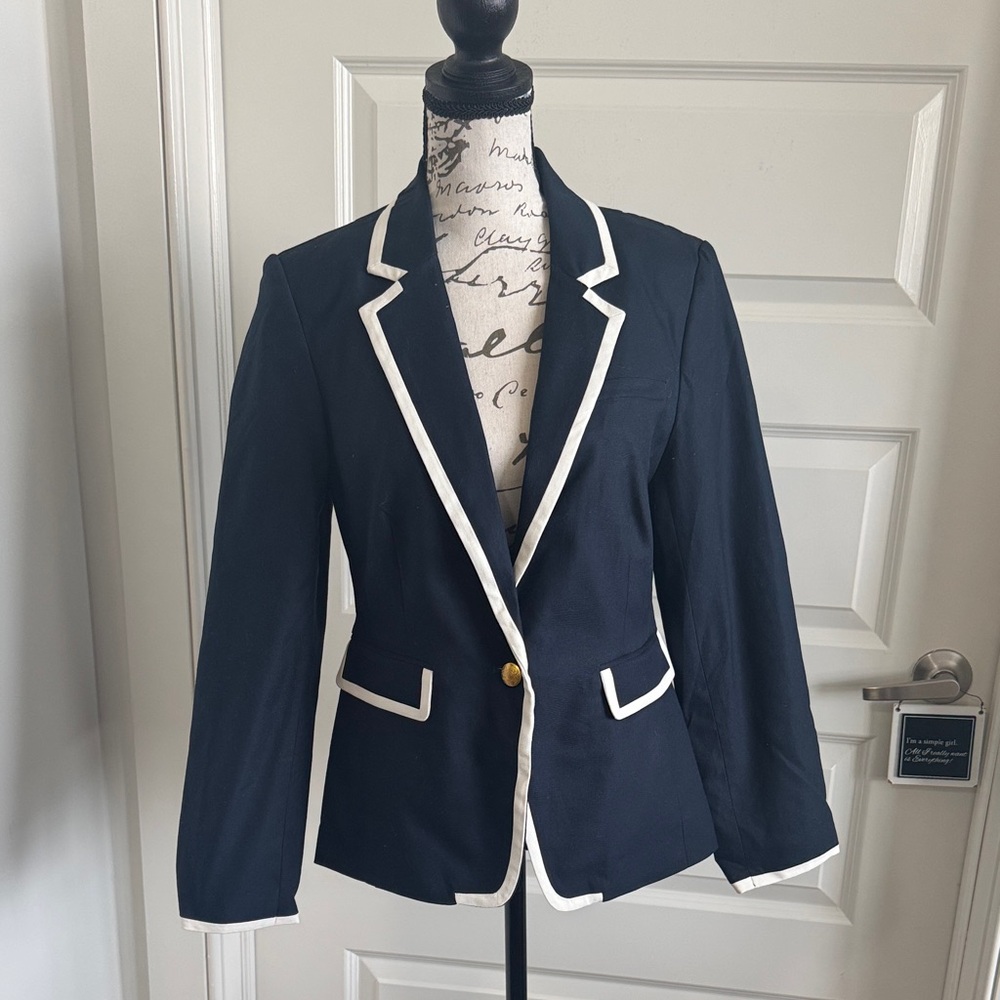 Banana Republic Dark Blue Blazer with White Accents